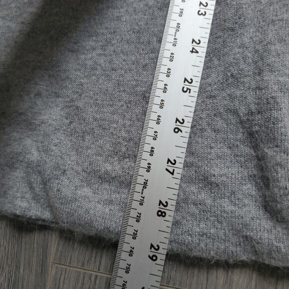 Y2K BCBG Hoodie Sweater Long Medium Purple Gray Stripe Angora Wool V Neck - Picture 6 of 9